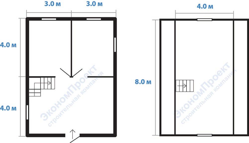 Схема Дом из бруса 6х8 (Д-3)