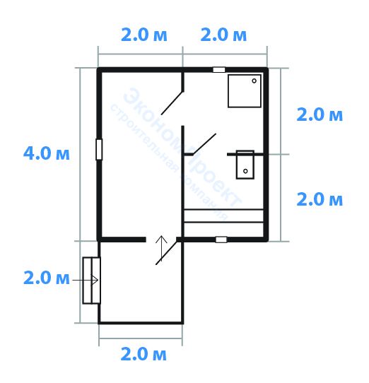 Баня 4х4 из бруса с крыльцом под ключ