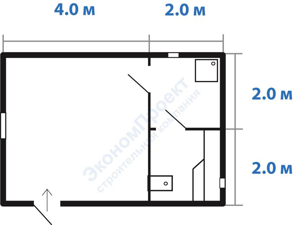 Проект бани из бруса 6х4 под ключ Б-6