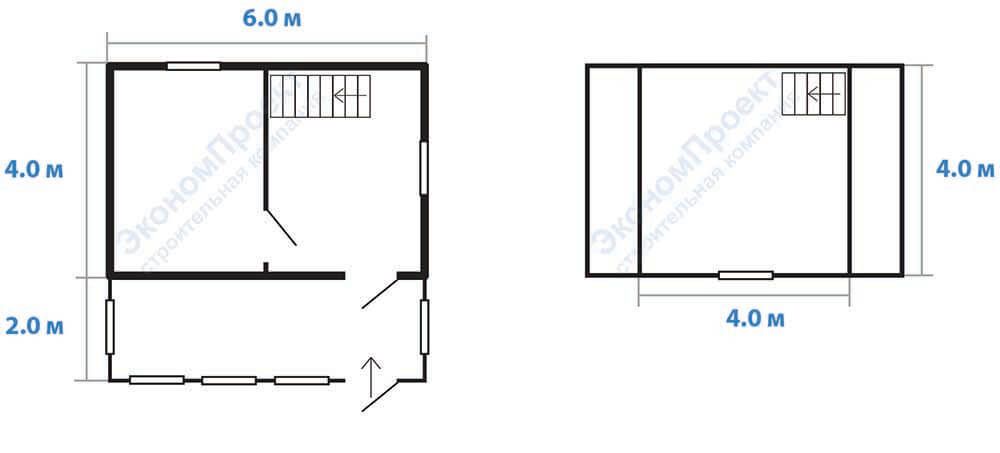 Планировка дачного дома 6х6 с мансардой