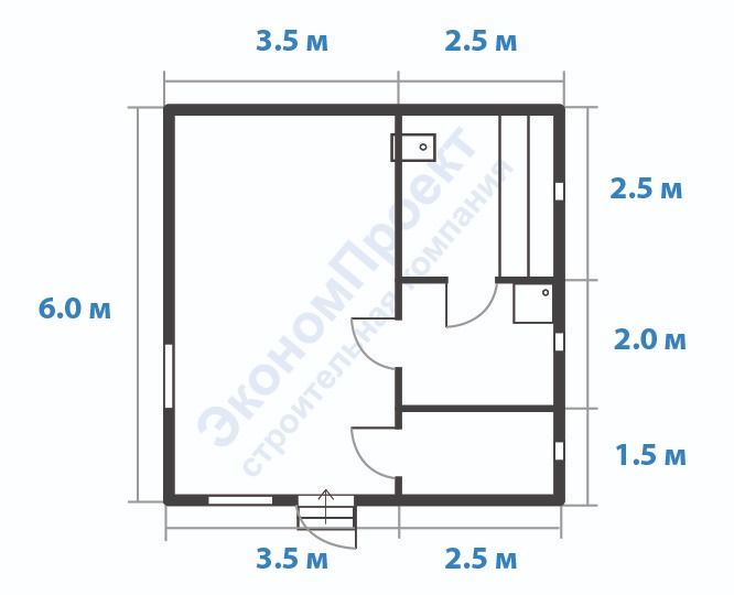 Планировка бани из бруса 6х6 с вальмовой крышей