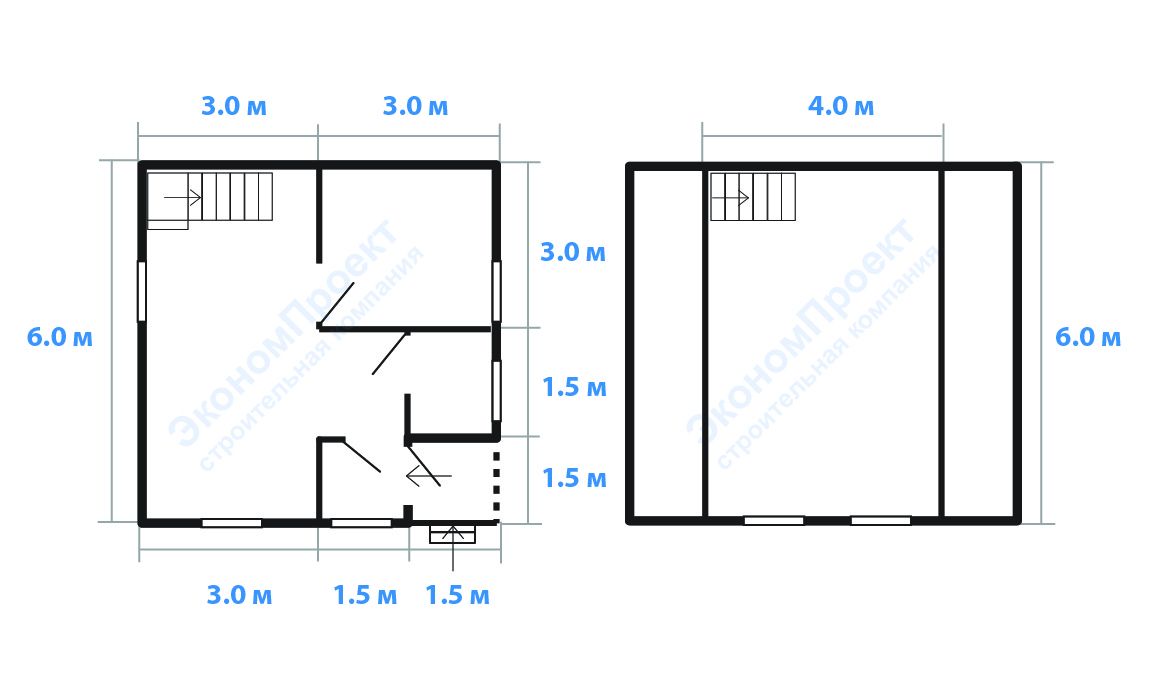 Проект дома 6х6 с ломаной крышей
